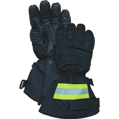 China Kevlar Silicone Coating Long Cuff Firefighter Gloves With Refelective Tape for sale