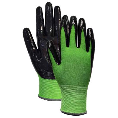 China Middle Duty Gardening Work Gloves Bamboo Viscose Knit Palm Nitrile Coated for sale