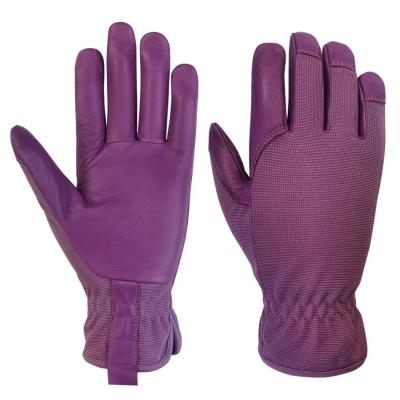 China Girls Purple Gardening Work Gloves Leather For Rose Garden Multiple Sizes for sale