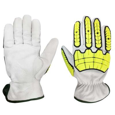 China Instalador resistente a los choques Work Gloves de los guantes de la piel de cabra de la puntura 3 del ANSI en venta