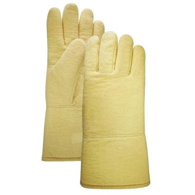 China Yellow kevlar felt 350 Degrees Fire Resistant Work Gloves 2 layers for sale
