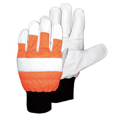 China Class 0 cut resistant Leather Chainsaw Gloves / Chainsaw Protective Gloves for sale