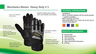 China TPR Knuckle Synthetic Leather Mechanics Wear Gloves OEM For Tool Handling for sale