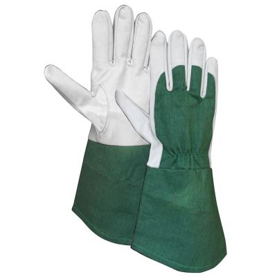 China Hysafety Rose Pruning Garden Gloves Long Leather Cowskin for sale