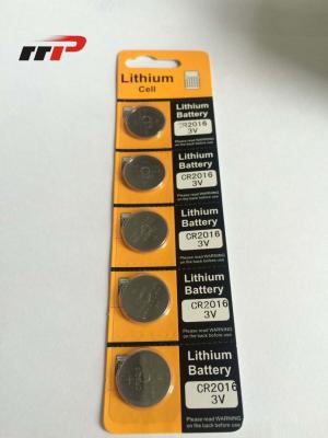 China Primary Button Cell 75mAh CR2016 Lithium Battery 3.0V / Li-MnO2 Blister Card Coin Battery for sale