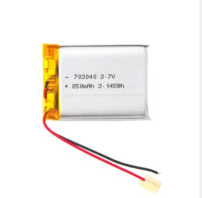 中国 TW703040 再充電可能な3.7v 850mah リチウムポリマー電池 KC CB リポ電池 MSDS UN383 販売のため