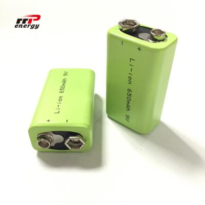 China 2000 Cycles Lithium Ion Rechargeable Batteries 9V 650mAh Interphone Medical Device for sale