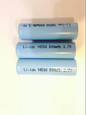 China 14500 baterias recarregáveis 800mAh do íon do lítio 3.7V para o poder alternativo à venda