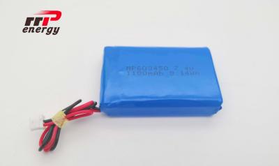 China 603450 7.4V 2S1P 1100mAh Lithium Polymer Battery CB IEC Prismatic 500 Cycles Life for sale