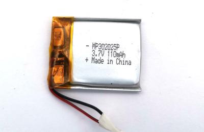 China Pendant Pager Lithium Polymer Battery 110mAh Size 302025P With KC CE UL CB ROHS Approval for sale