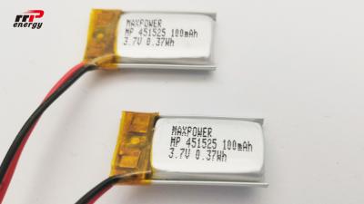 China 451525 3.7V 100mAh Lithium Ion Polymer Battery CB IEC UN38.3 MSDS Certificated for sale