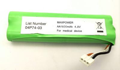 China NIMH AA1600mAh 4.8V battery pack 3C discharge for Medical Device with UL IEC/EN61951 certification for sale