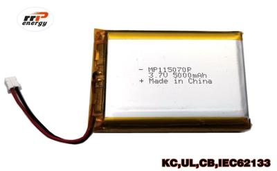 China CB IEC62133 do UL KC da bateria 115070P 5000mAh 3.7V do polímero do lítio do banco do poder do de alta capacidade dos ciclos de longa vida à venda