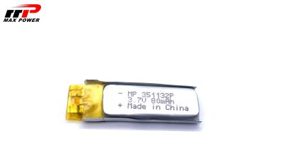 中国 超小さい高い発電のリチウム ポリマー電池351132 80mAh 3.7Vの頻度発電機インバーター 販売のため