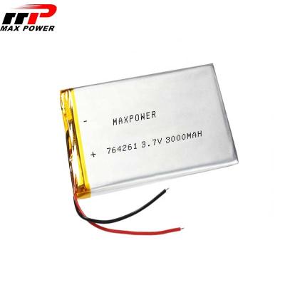 China 1000 cycles 3.7V 3000mAh 764261 Lithium Polymer Battery IEC for sale