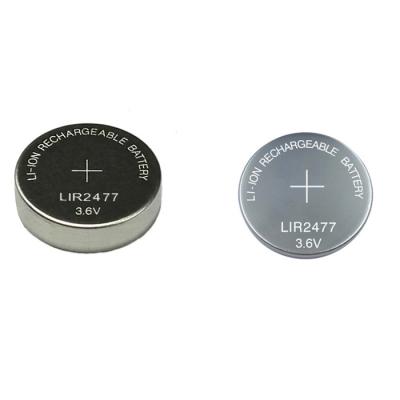 China 3.6V 200mAh LIR2477 Rechargeable Button Battery Lithium Cell Coin for sale