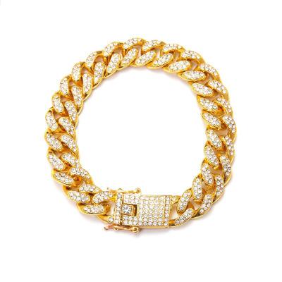 China Fashion Miami Chain Bracelet Hip Hop Jewelry Cuban Fashion Iced Out Diamond Bracelet for sale