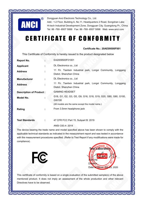 FCC - DL ELECTRONICS CO.,LTD
