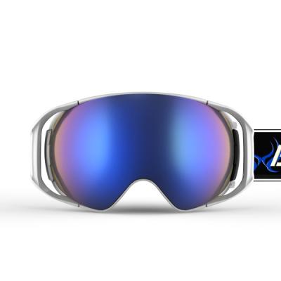 China Unisex PC Revo Blue Ski Snowboarding Goggles with Nylon Jacquard Strap for sale
