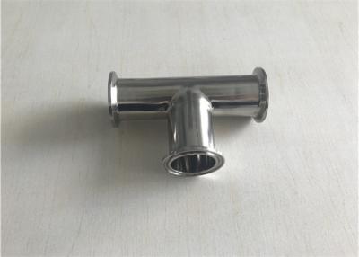 China CNC Machine Stainless Steel Tee Fittings , Tri Clamp Tee For Pharmaceutical SMS Standard for sale