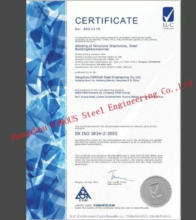 EN ISO 3834-2:2005 - FAMOUS Steel Engineering Company