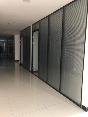 China Double Glazed Glass Panel Partition Acoustic Office With Intermediate Blinds for sale