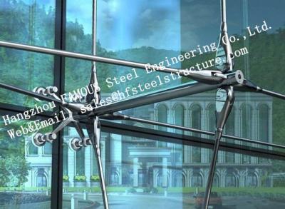 China Stainless Steel Fin Fully Spider Fitting Frameless Glass Curtain Wall for showroom for sale