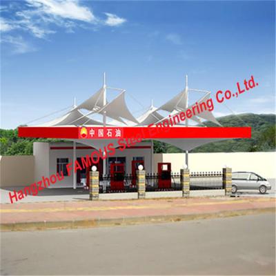 China Construcción estructural de la gasolinera del espacio de la membrana de acero prefabricada del marco en venta