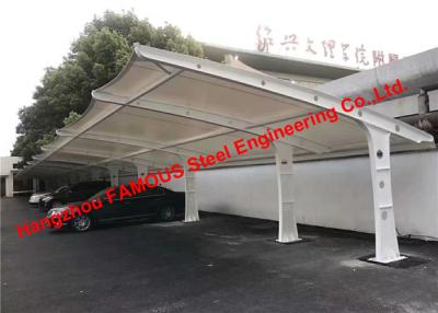 China Uk Australia Certified Curved Tensile Steel Membrane Structure Carport Shade With Tention Pvdf Fabric Roof Cover for sale