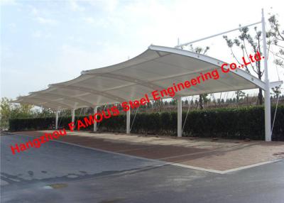 China Europe Standard Certified Curved Tensile Membrane Structural Car Parking Tention PVDF Fabric Roof Cover for sale