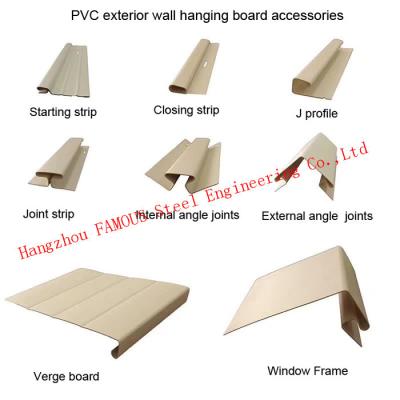 China Customized Colored UV Resistance Fireproof PVC Waterproof cladding vinyl siding panel hanging board accessories for sale