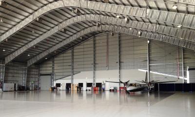 China Customized Prefabricated Steel Aircraft Hangars With 26 Gauge Steel Tiles for sale