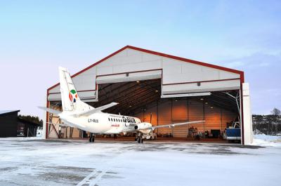 China Hangares de acero de los aviones de las puertas del Rollo-para arriba de Clearspan Pre-dirigidos con los bragueros de acero en venta