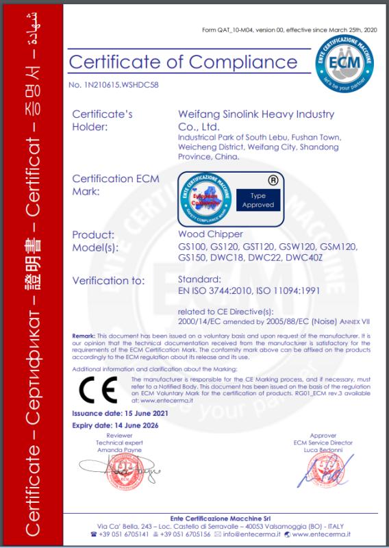 CE - Weifang Sinolink Heavy Industry Co., Ltd.