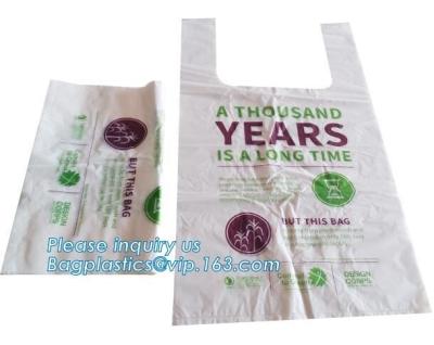 China BioPlastic T-shirt bag used for take away food, Compostable Disposable Biodegradable Plastic Bags Garbage Bag For Frozen for sale