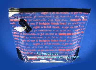 China Zip lockk bags pvc zip bag for cosmetic packing, elegant bag frosted slider zipper bag for microfiber, bikini bag,pvc plas for sale