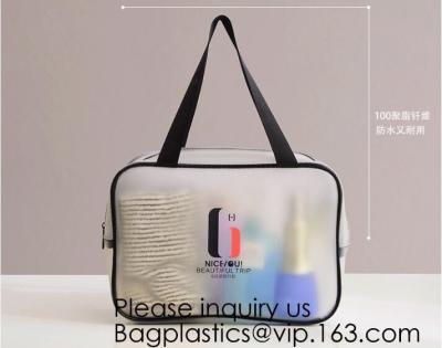 China Travel Transparent Pvc Toilet Cosmetic Bag Clear Make Up Pouch,Waterproof Custom Logo Geometric Black Pouches Cosmetic B for sale