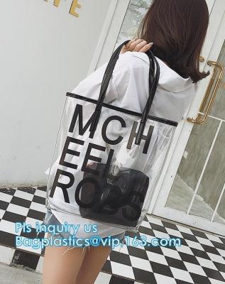 China Fruit Clear Shoulder Bag Tote Beach Gym Summer, Motobike Printed Transparent PVC Beach Bag, pineapple printing summer be for sale