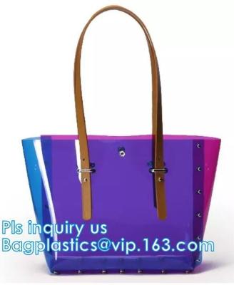 China Leisure PVC Purple Handbag For Ladies, Promotional Handbags, Summer Beach Bag PVC Clear Transparent Handbag Women Should for sale