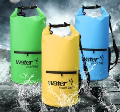 China promotion 10L,20L,30L PVC tarpaulin ocean pack floating dry bags with shoulder strap front pocket, Swimming Floating Wat for sale