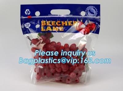 China Resealable Vent Hole Plastic Bag For Fruit With Slider, OEM Printed Logo food grade Slider Storage Bags, Custom grape/fr for sale