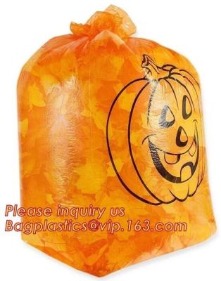 China Halloween Pumpkin Leaf Bags Bundle: 2 Different Sets of Lantern Leaf Bags,Outdoor 30 Microns Jumbo Plastic Halloween Pum for sale