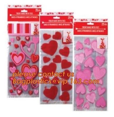 China Decorative Candy Cello Bag Valentine's Day Clear Plastic Treat Bag,valentine's day Promotion gift colorful heart silicon for sale