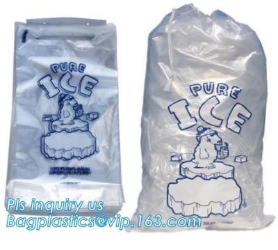 China LDPE ice bag on roll, eco-friendly Wicket ice bags, HDPE/LDPE ice packing freezer bags on roll, summer cooler ldpe plast for sale