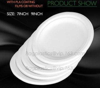 China cheap price circular paper platsa with PLA film, Party restaurant catering PLA film disposable food plate for sale