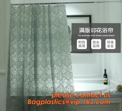 China CAT'S EYE GRAIN GREEN SHOWER CURTAIN, Custom Printed Hookless Shower Curtain,Kids Shower Curtain, Fiber Bathroom Ruffled for sale