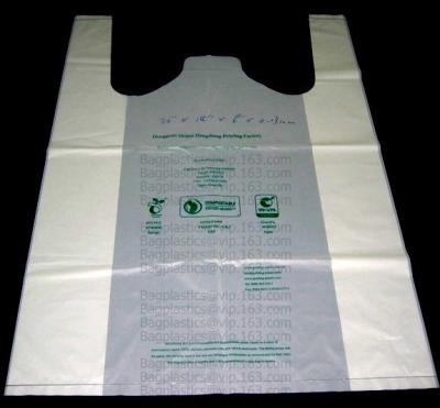 China Starch Biodegradable T Shirt Bags Made Of PLA PBAT, 100% Biodegradable & Compostable,T-Shirt Shopping Bags, DOLLAR STORE for sale