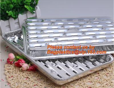China disposable roasting aluminum foil BBQ pan,Foil BBQ grill pan with hole Turkey pan Outdoor Barbecue roaster tray for food for sale