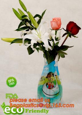 China Transparent Vinyl Plastic Standup Flower Vase,PVC plastic flower vase with wonderful design,waterproof Foldable plastic for sale