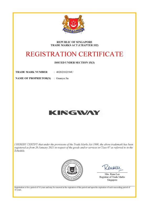 Singapore Trade Mark - Qingdao Kingway Industry Co., Ltd.